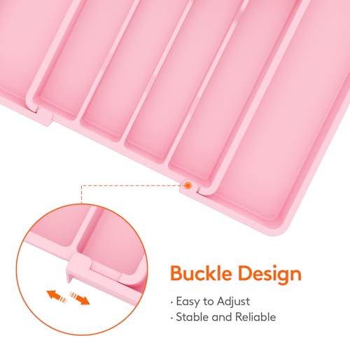 Expandable Silverware Drawer Organizer (Pink / Medium Wide(8.5-14''W x 12''D))