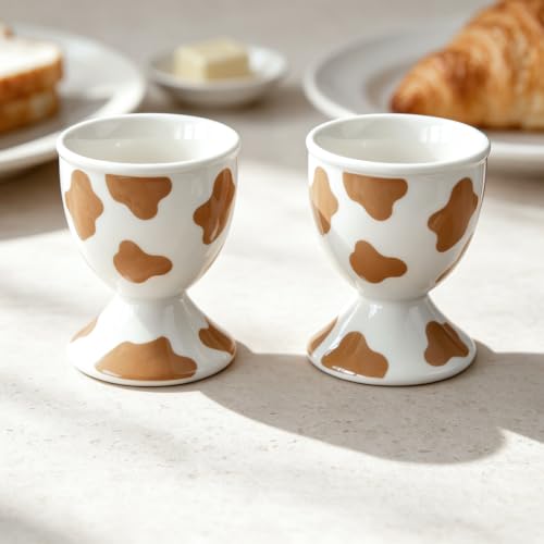 Ceramic Egg Cups (Mocha Cow)