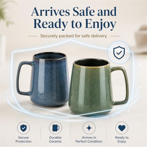 Extra Large Tall Coffee Mugs with Handle (24 oz-Blue&Green)