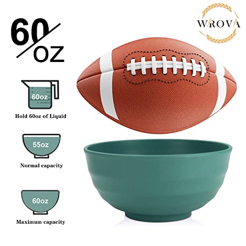 Wheat Straw Bowls Set 60 OZ Unbreakable Large Cereal Bowls Set of 6 Microwave and Dishwasher Safe Bowls Big Bowls for Dorm and Apartment BPA Free Soup Bowl for Serving Oatmeal and Salad (60 oz / Green)