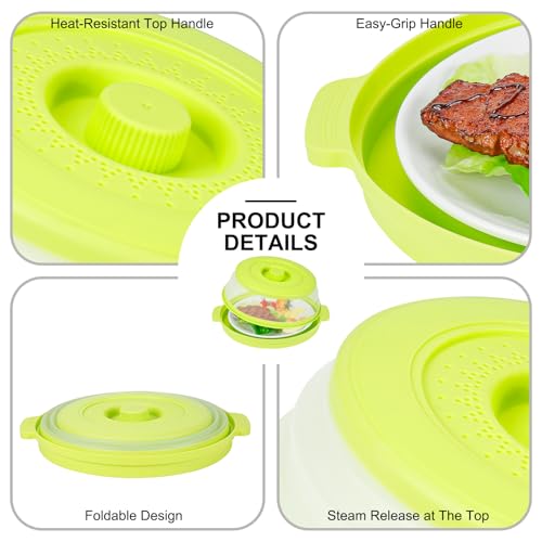 10.7 Inch Microwave Food Cover with Heat Insulation Mat (Green)
