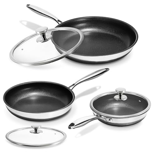 Non Stick Frying Pans with Lids (8"+10"+12" W/Lid)