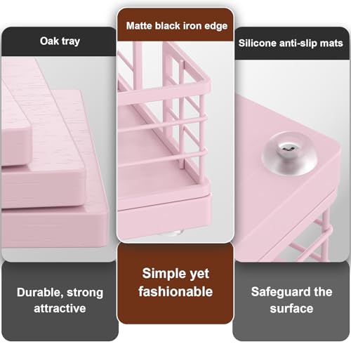 Guest Towel Holder Tray for Bathroom (Totally Pink / 9.06 x 5.51 x 2.56 inches)