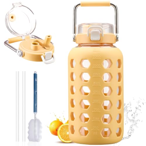 84 oz Glass Water Bottle (Yellow / 84 Ounces)