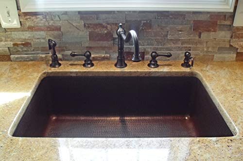 KSDB30199 30 Inch Hammered Copper Kitchen Single Basin Sink (30" x 19" x 9")
