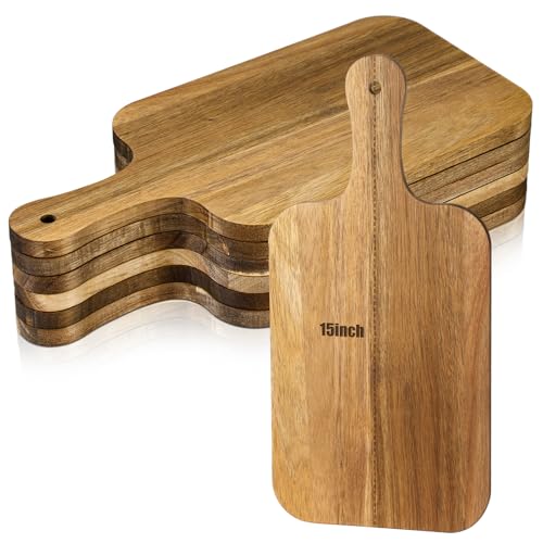 6 Pcs Wood Cutting Boards Bulk Thicken with Handle Kitchen (15 x 7 inches)