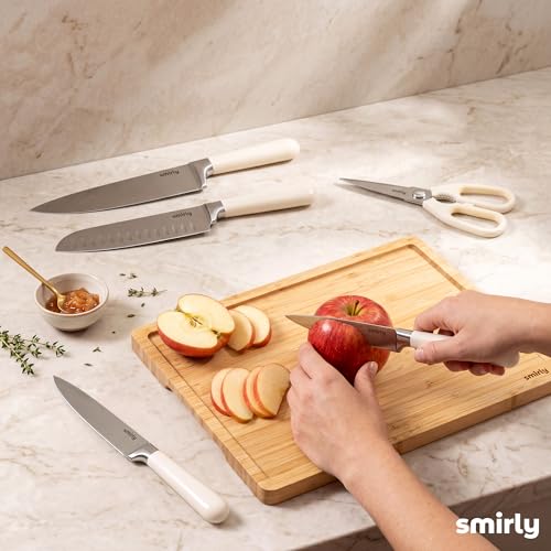 14 Piece Kitchen Knife Set with Block (Cream White)