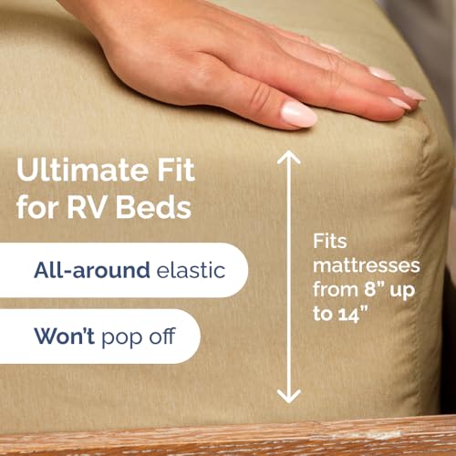 Short Queen Size 4 Piece Bed Sheet Set (37 - Heathered Tan / Short Queen)