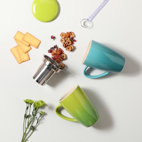 Sweejar Porcelain Tea Infuser Mug with Lid (Wild Meadow / Tea Cup(16 Fl Oz))