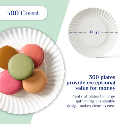 9 Inch Paper Plates (300 Count (Pack of 1,9 Inch))