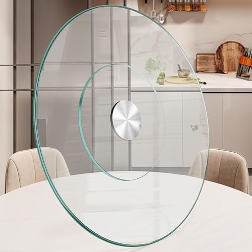 34.6 inch Lazy Susan for Table Top Tempered Glass Rotating Serving Tray for Dining Table (34.6in (88cm))