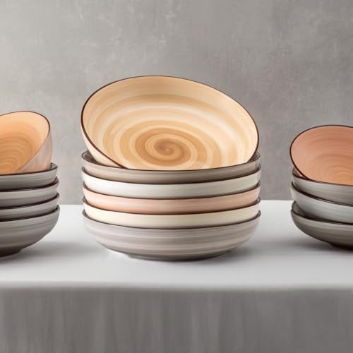 6 Pack Ceramic Pasta Bowls (Neutral)