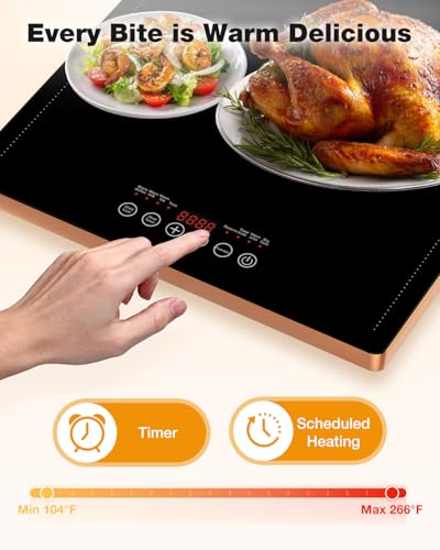Electric Warming Tray (40″×14″ / Gold)