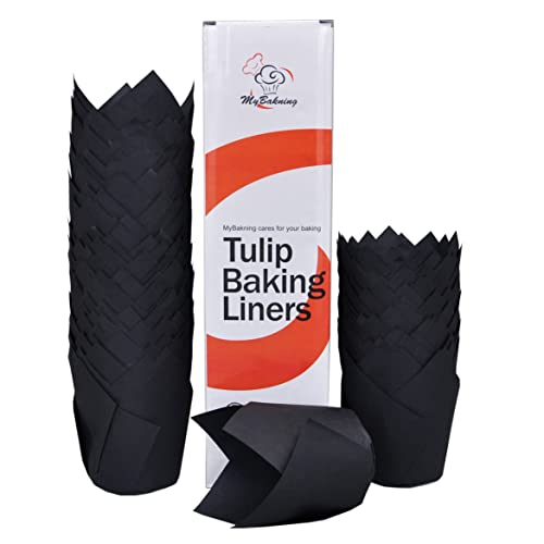 Black color Large size Tulip Baking Cups 2 (Black)