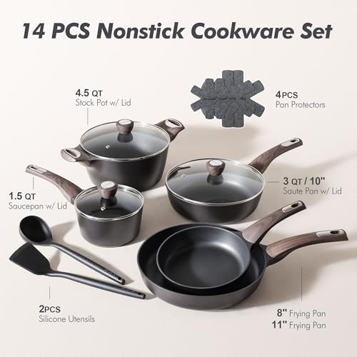Pots and Pans Set Non stick (Classic Black)
