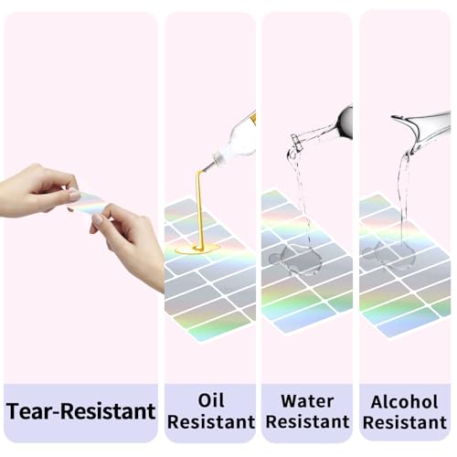 Holographic Label Stickers Writable Holographic Silver Gift Labels (Silver / 1 x 2 inches, 1 x 3 inches Set)