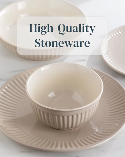 16 Piece Stoneware Dinnerware Set for 4 (Hygge / Light Brown / Set for 4 (16pcs))