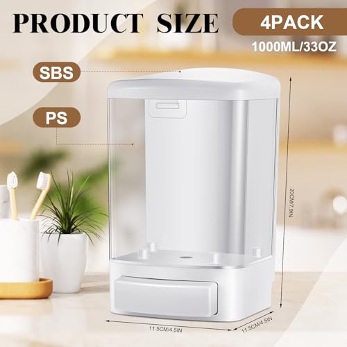 4 Pcs Wall Mounted Soap Dispenser (4 Count)