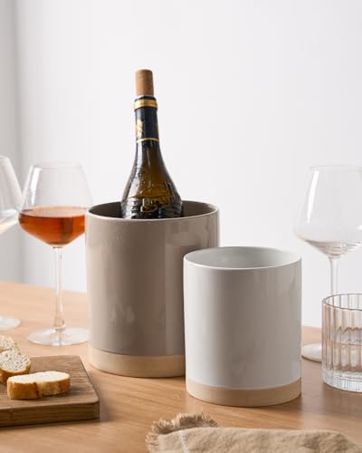Ceramic Utensil Holder (Cinnamon Brown and White)