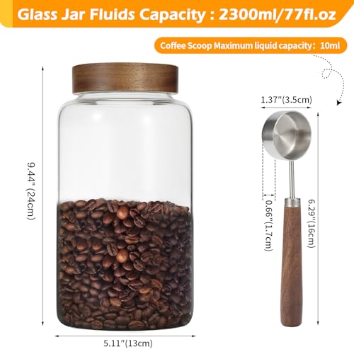 Large Glass Coffee Jars with Spoon (2300ml/77oz)