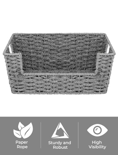 Pantry Baskets for Organizing (Gray / 13 ½"L x 10 ¾"W x 5"H)