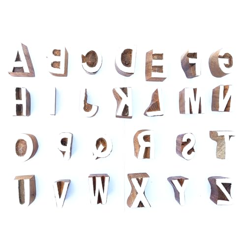 Alphabet Wooden Block Printing Stamps (26 Pcs / Bulk01_25h)
