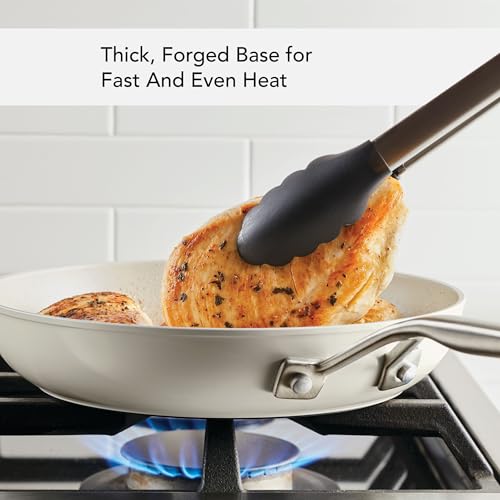 Hard Anodized Ceramic Nonstick Cookware Frying (Porcelain White / 12.25 Inch)