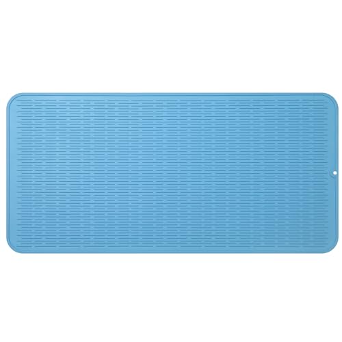 Silicone Dish Drying Mat for Multiple Usage (Light Blue / 36"L x 18"W)