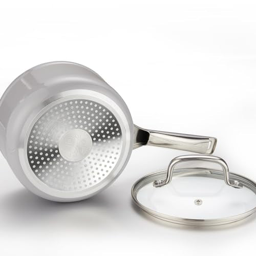2.5 QT Ceramic Enamel Saucepan with Lid (2.5 QT Grey)