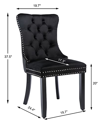Black Velvet Dining Chairs Set of 2