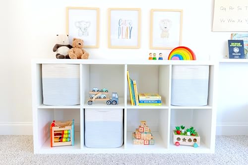 13x15x13 Kallax Storage Cubes Bins (Off White & Mixed Blue / 15 x 13 x 13 (Kallax))