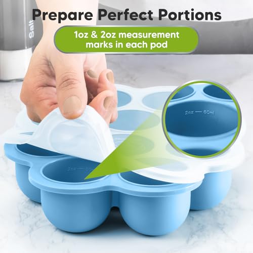 Silicone Food Freezer Trays with Lid (Misty Blue)