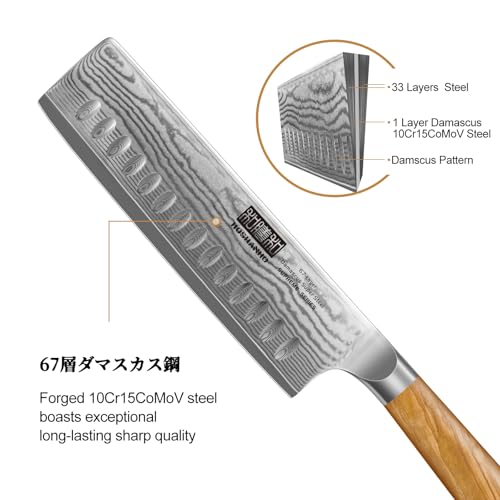 Damascus Nakiri Knife 6.5" (6.5 Inch Nakiri Knife)