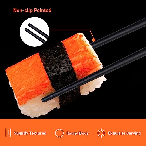 5 Pairs Premium Reusable Chopsticks (Black)