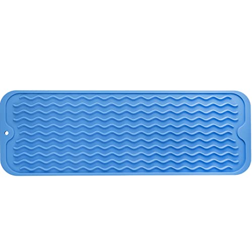 Silicone Dish Drying Mat for Multiple Usage (Lichen Blue / 17"L x 6"W)