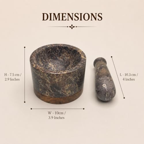 Mortar and Pestle (Marble Finish with Wooden Base)