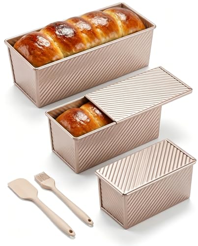 3 Piece Pullman Loaf Pan with Lid (Champagne Gold / 2.2LB+1LB+0.5LB)