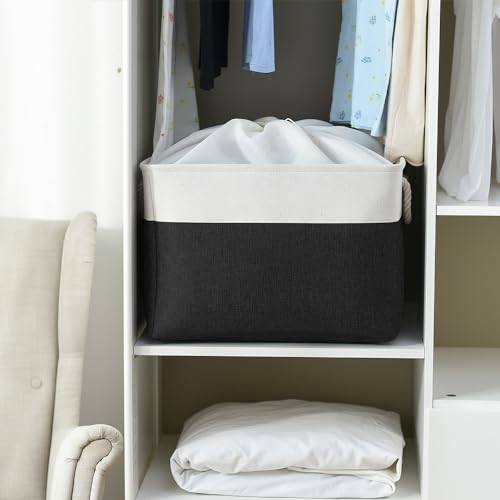 Organization and Storage for Shelves (White & Black / 3PCS/Extra Jumbo - 20.5Lx15.7Wx13.8H)