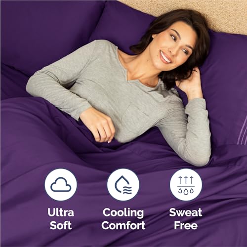 King Size 4 Piece Sheet Set (36 - Purple / King)