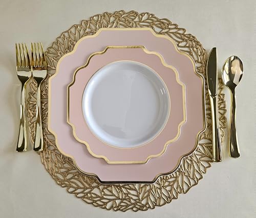 OCCASIONS " 320 Piece set (320 Piece (40 Guest) / A. Imperial Blush Pink & Gold)