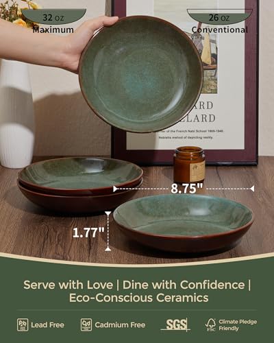 Stoneware Dinnerware Sets for 8 (Brown Green / Set (32pcs))