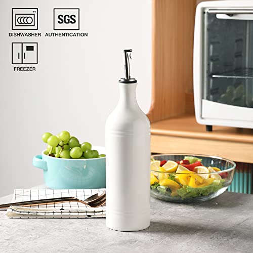 Sweejar Large Ceramic Olive Oil Dispenser Bottle (24 oz, Set of 1 / White)