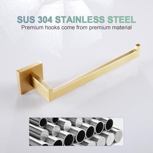 Towel Bar Gold Hand Towel Holder for Bathroom Kitchen Hardware Stainless Steel Wall Mounted (Brushed Gold)