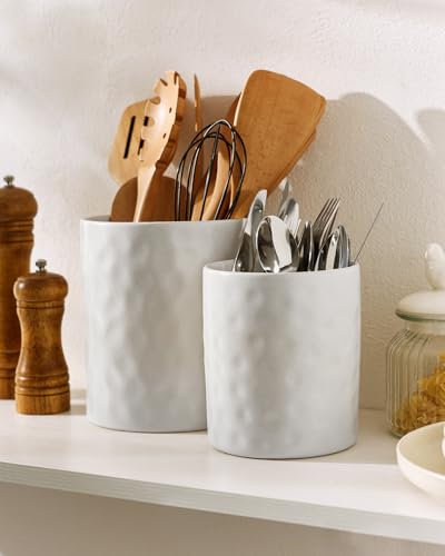 Ceramic Utensil Holder (Matte White)