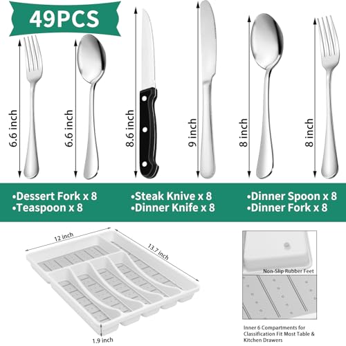 49PCS Silverware Set with Organizer (Gray)