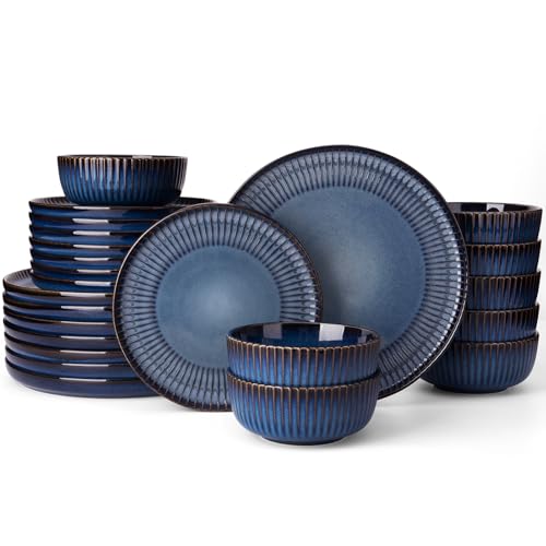 Stoneware Dinnerware Sets for 8 (Starry Blue / Service for 8)
