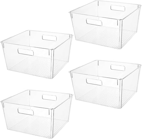 Extra Large Clear Plastic Storage Bins (12.6 X 12.6 X 7)