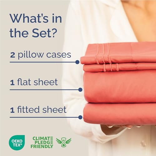 Full Size 4 Piece Sheet Set (28 - Coral / Full)