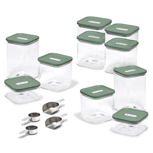 26 Piece Ultimate Airtight Glass Food Storage Containers with Lids (Sage / 26-Piece Set)