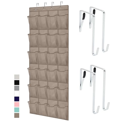 Over the Door Shoe Organizer (Beige / 24 Pockets/4 Hooks)